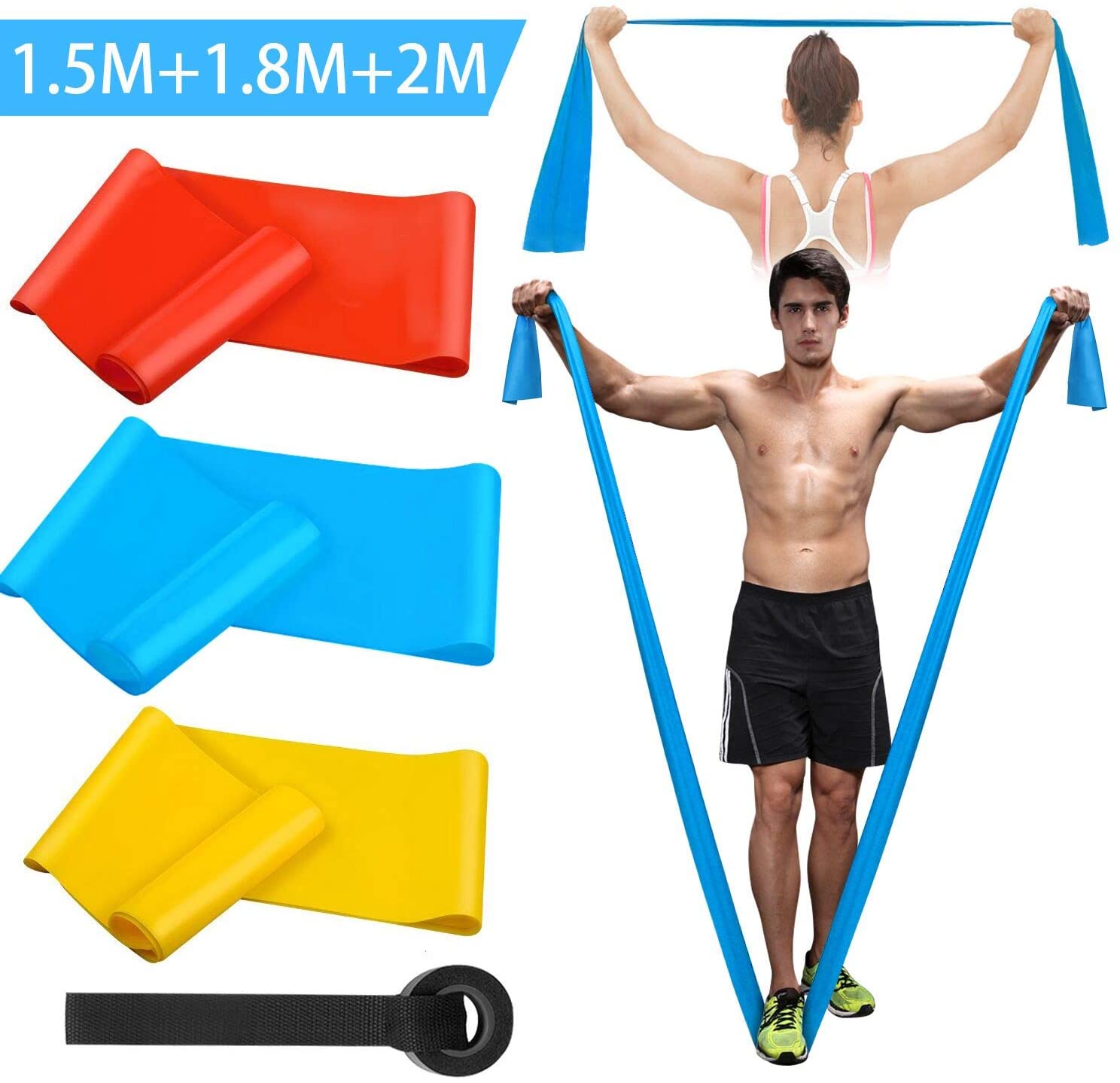Crossfit Workout With Equipment - Bandas Elasticas Fitness, 3 Piezas 1.5M/1.8M/2.0M
